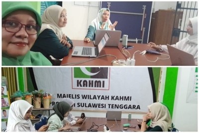 Suasana tes bakat pengurus Forhati dan Kohati Sultra yang digelar di KAHMI Center Kendari